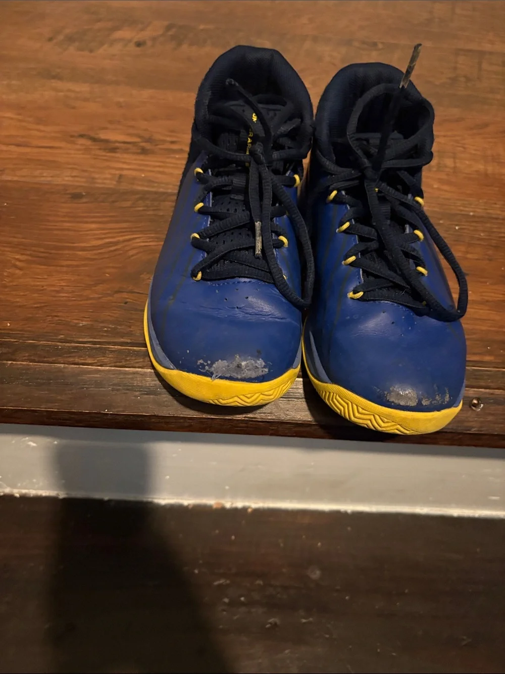 Under Armour Navy Blue and Yellow Basketball Sneakers